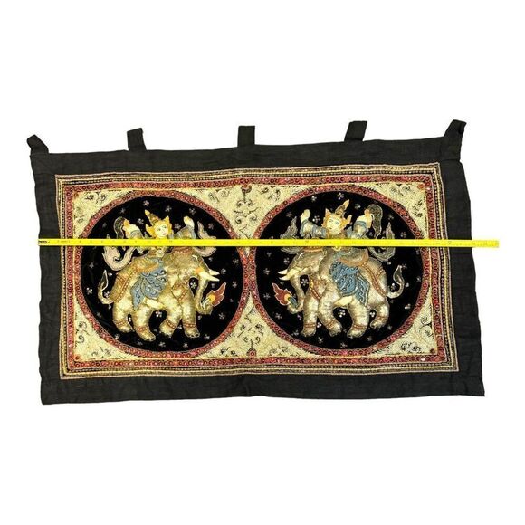 Handcrafted Kalaga Vintage Tapestry Stones Heavy Embellishments & Elephant 38" - Picture 7 of 8